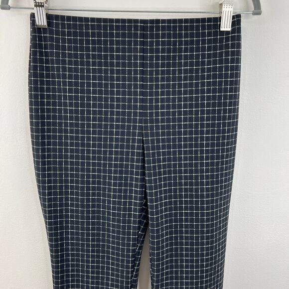 THEORY Black Windowpane Plaid Pull-On Flat Front Skinny-Leg Pants Legging S - Picture 2 of 5